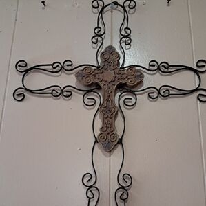 Elegant Black Meral  and Brown Wall Cross Decor